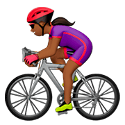 🚴🏾‍♀️ Emoji Mujer En Bicicleta: Tono De Piel Oscuro Medio en Apple iOS 11.2.
