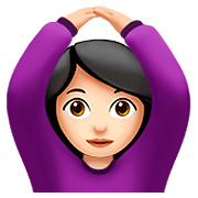 🙆🏻‍♀️ Emoji Frau mit Händen auf dem Kopf: helle Hautfarbe Apple iOS 11.2.