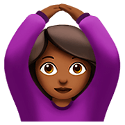 🙆🏾‍♀️ Emoji Frau mit Händen auf dem Kopf: mitteldunkle Hautfarbe Apple iOS 11.2.
