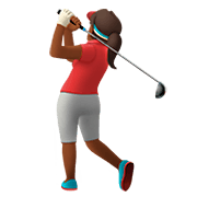 🏌🏾‍♀️ Emoji Mulher Golfista: Pele Morena Escura na Apple iOS 11.2.