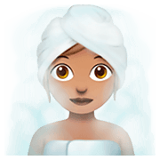 🧖🏽‍♀️ Emoji Frau in Dampfsauna: mittlere Hautfarbe Apple iOS 11.2.