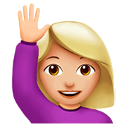 🙋🏼‍♀️ Emoji Frau mit erhobenem Arm: mittelhelle Hautfarbe Apple iOS 11.2.