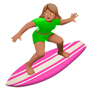 🏄🏽‍♀️ Emoji Mulher Surfista: Pele Morena na Apple iOS 11.2.