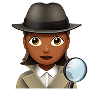 🕵🏾‍♀️ Emoji Detective Mujer: Tono De Piel Oscuro Medio en Apple iOS 11.3.
