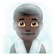 🧖🏿‍♂️ Emoji Homem Na Sauna: Pele Escura na Apple iOS 11.3.