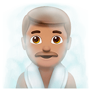 🧖🏽‍♂️ Emoji Mann in Dampfsauna: mittlere Hautfarbe Apple iOS 11.3.