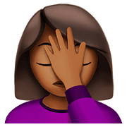 🤦🏾‍♀️ Emoji sich an den Kopf fassende Frau: mitteldunkle Hautfarbe Apple iOS 11.3.