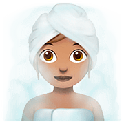 🧖🏽‍♀️ Emoji Frau in Dampfsauna: mittlere Hautfarbe Apple iOS 11.3.