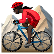 🚵🏿‍♀️ Emoji Mountainbikerin: dunkle Hautfarbe Apple iOS 11.3.