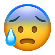 Emoji 😰 Faccina Blu Sudata su Apple iOS 12.1.