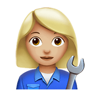 👩🏼‍🔧 Emoji Mecánica: Tono De Piel Claro Medio en Apple iOS 12.1.