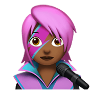 👩🏾‍🎤 Emoji Cantante Mujer: Tono De Piel Oscuro Medio en Apple iOS 12.1.