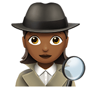 🕵🏾‍♀️ Emoji Detective Mujer: Tono De Piel Oscuro Medio en Apple iOS 12.1.