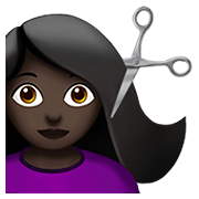 💇🏿 Emoji Person beim Haareschneiden: dunkle Hautfarbe Apple iOS 12.1.