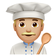 Emoji 👨🏼‍🍳 Cuoco: Carnagione Abbastanza Chiara su Apple iOS 12.1.