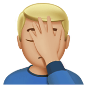 🤦🏼‍♂️ Emoji sich an den Kopf fassender Mann: mittelhelle Hautfarbe Apple iOS 12.1.