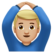 Émoji 🙆🏼‍♂️ Homme Faisant Un Geste D’acceptation : Peau Moyennement Claire sur Apple iOS 12.1.