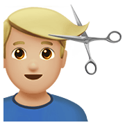 Emoji 💇🏼‍♂️ Taglio Di Capelli Per Uomo: Carnagione Abbastanza Chiara su Apple iOS 12.1.