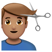 Émoji 💇🏽‍♂️ Homme Qui Se Fait Couper Les Cheveux : Peau Légèrement Mate sur Apple iOS 12.1.