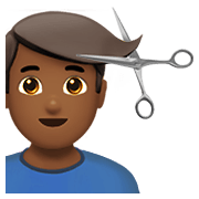 Émoji 💇🏾‍♂️ Homme Qui Se Fait Couper Les Cheveux : Peau Mate sur Apple iOS 12.1.