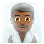 🧖🏾‍♂️ Emoji Hombre En Una Sauna: Tono De Piel Oscuro Medio en Apple iOS 12.1.