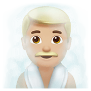 🧖🏼‍♂️ Emoji Homem Na Sauna: Pele Morena Clara na Apple iOS 12.1.
