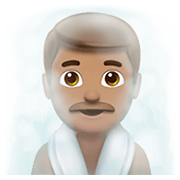 🧖🏽‍♂️ Emoji Mann in Dampfsauna: mittlere Hautfarbe Apple iOS 12.1.
