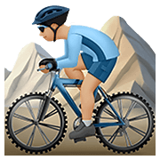 🚵🏼‍♂️ Emoji Homem Fazendo Mountain Bike: Pele Morena Clara na Apple iOS 12.1.
