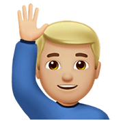 🙋🏼‍♂️ Emoji Hombre Con La Mano Levantada: Tono De Piel Claro Medio en Apple iOS 12.1.