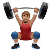 🏋🏽‍♂️ Emoji Homem Levantando Peso: Pele Morena na Apple iOS 12.1.