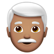 Émoji 👨🏽‍🦳 Homme : Peau Légèrement Mate Et Cheveux Blancs sur Apple iOS 12.1.