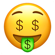 Emoji 🤑 Faccina Avida Di Denaro su Apple iOS 12.1.