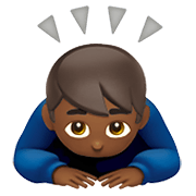 🙇🏾 Emoji Pessoa Fazendo Reverência: Pele Morena Escura na Apple iOS 12.1.