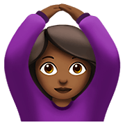 🙆🏾‍♀️ Emoji Frau mit Händen auf dem Kopf: mitteldunkle Hautfarbe Apple iOS 12.1.