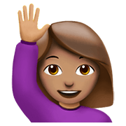 🙋🏽‍♀️ Emoji Mulher Levantando A Mão: Pele Morena na Apple iOS 12.1.