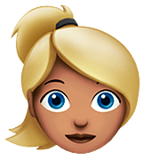 Émoji 👱🏽‍♀️ Femme Blonde : Peau Légèrement Mate sur Apple iOS 13.2.