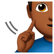 Emoji 🧏🏾‍♂️ Uomo Con Problemi Di Udito: Carnagione Abbastanza Scura su Apple iOS 13.2.