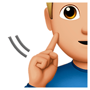 Emoji 🧏🏼‍♂️ Uomo Con Problemi Di Udito: Carnagione Abbastanza Chiara su Apple iOS 13.2.
