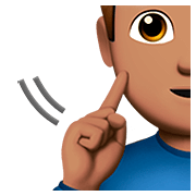 Emoji 🧏🏽‍♂️ Uomo Con Problemi Di Udito: Carnagione Olivastra su Apple iOS 13.2.