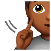 Emoji 🧏🏾 Persona Con Problemi Di Udito: Carnagione Abbastanza Scura su Apple iOS 13.2.