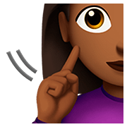 Emoji 🧏🏾‍♀️ Donna Con Problemi Di Udito: Carnagione Abbastanza Scura su Apple iOS 13.2.