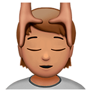 Emoji 💆🏽 Persona Che Riceve Un Massaggio: Carnagione Olivastra su Apple iOS 13.2.