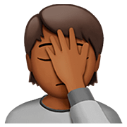 🤦🏾 Emoji Pessoa Decepcionada: Pele Morena Escura na Apple iOS 13.2.