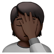 🤦🏿 Emoji Pessoa Decepcionada: Pele Escura na Apple iOS 13.2.