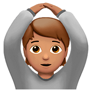 🙆🏽 Emoji Person mit Händen auf dem Kopf: mittlere Hautfarbe Apple iOS 13.2.