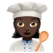 👩🏿‍🍳 Emoji Cozinheira: Pele Escura na Apple iOS 13.2.