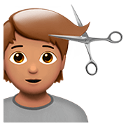 💇🏽 Emoji Person beim Haareschneiden: mittlere Hautfarbe Apple iOS 13.2.