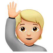 Emoji 🙋🏼 Persona Con Mano Alzata: Carnagione Abbastanza Chiara su Apple iOS 13.2.