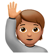 🙋🏽 Emoji Persona Con La Mano Levantada: Tono De Piel Medio en Apple iOS 13.2.
