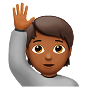 🙋🏾 Emoji Persona Con La Mano Levantada: Tono De Piel Oscuro Medio en Apple iOS 13.2.